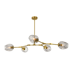 Morandi 5-Light Gray Glass Linear Branch Sputnik Chandelier