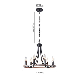 6-Light Farmhouse Wagon Wheel Chandelier