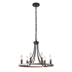 6-Light Farmhouse Wagon Wheel Chandelier