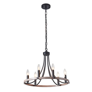 6-Light Farmhouse Wagon Wheel Chandelier