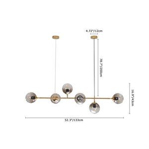(OpenBox) 6-light Glass Globe Linear Chandelier