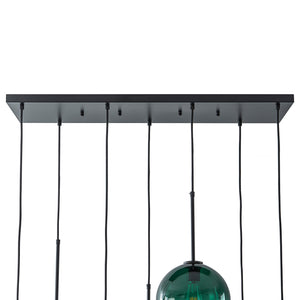 7-Light Cluster Green Glass Globe Bubble Island Pendant