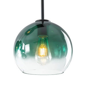7-Light Cluster Green Glass Globe Bubble Island Pendant