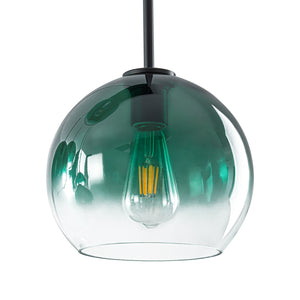 7-Light Cluster Green Glass Globe Bubble Island Pendant