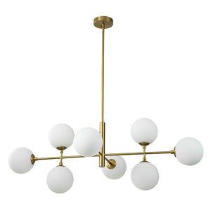 8-Light Linear Sputnik Frosted Glass Globe Chandelier 