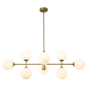 8-Light Linear Sputnik Frosted Glass Globe Chandelier 