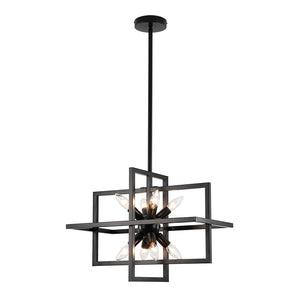 8-Light Vintage Sputnik Black Open Square Lantern Pendant