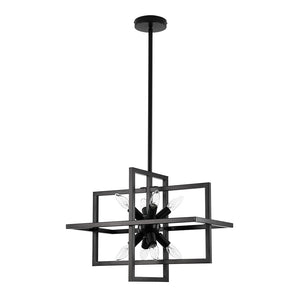 8-Light Vintage Sputnik Black Open Square Lantern Pendant