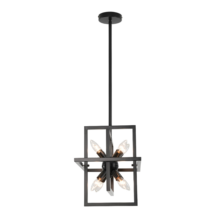 8-Light Vintage Sputnik Black Open Square Lantern Pendant