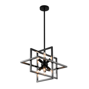 8-Light Vintage Sputnik Black Open Square Lantern Pendant