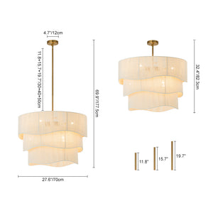 3-Tier Beige Woven Thread Drum Pendant Light