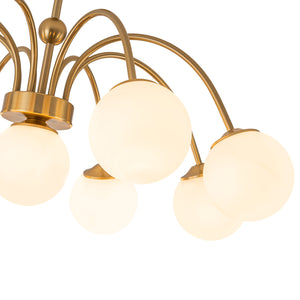 9-Light Opal Glass Bubble Arched Arm Semi Flush Chandelier