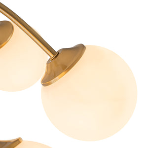 9-Light Opal Glass Bubble Arched Arm Semi Flush Chandelier
