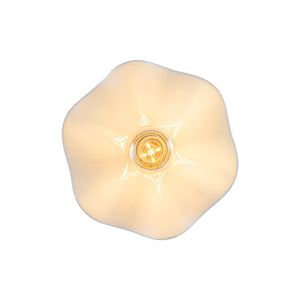 Art Deco 1-Light White Scalloped Ceramic Bloom Pendant