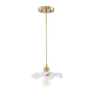 Art Deco 1-Light White Scalloped Ceramic Bloom Pendant