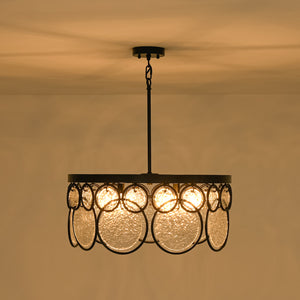 Art Deco 6-Light Tiered Water Glass Rounds Circle Chandelier