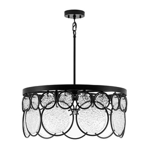 Art Deco 6-Light Tiered Water Glass Rounds Circle Chandelier