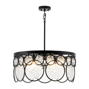 Art Deco 6-Light Tiered Water Glass Rounds Circle Chandelier