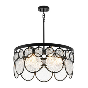 Art Deco 6-Light Tiered Water Glass Rounds Circle Chandelier