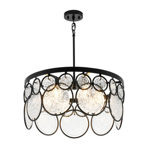 Art Deco 6-Light Tiered Water Glass Rounds Circle Chandelier