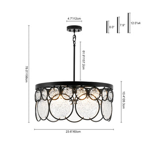 Art Deco 6-Light Tiered Water Glass Rounds Circle Chandelier