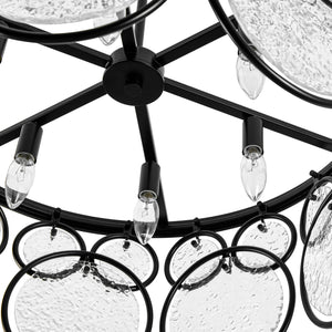 Art Deco 6-Light Tiered Water Glass Rounds Circle Chandelier