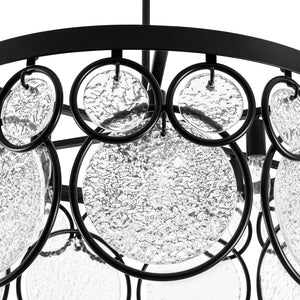 Art Deco 6-Light Tiered Water Glass Rounds Circle Chandelier