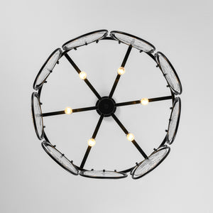 Art Deco 6-Light Tiered Water Glass Rounds Circle Chandelier