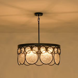 Art Deco 6-Light Tiered Water Glass Rounds Circle Chandelier