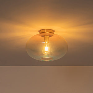 Art Deco Rainbow 1-Light Colored Glass Kids Semi Flush Mount