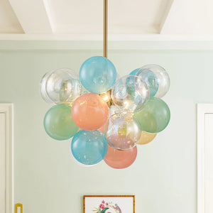 Art Deco Rainbow Cluster Colorful Glass Bubble Kids Chandelier