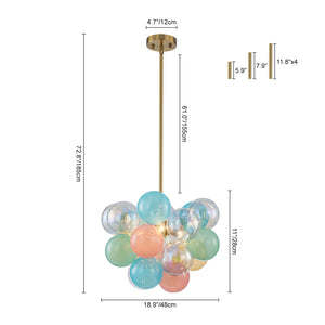 Art Deco Rainbow Cluster Colorful Glass Bubble Kids Chandelier