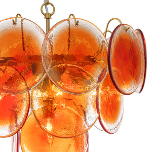 Art Deco Vintage Orange Water Glass Round Tiered Chandelier