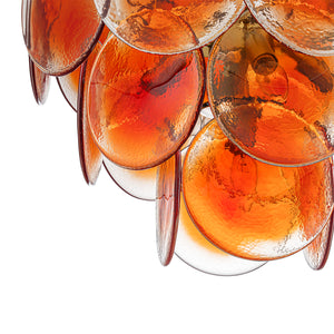 Art Deco Vintage Orange Water Glass Round Tiered Chandelier