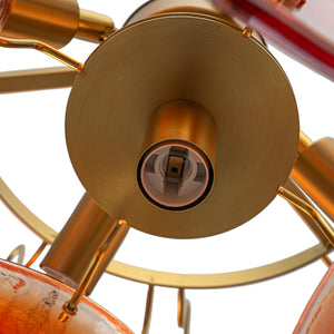Art Deco Vintage Orange Water Glass Round Tiered Chandelier