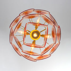 Art Deco Vintage Orange Water Glass Round Tiered Chandelier