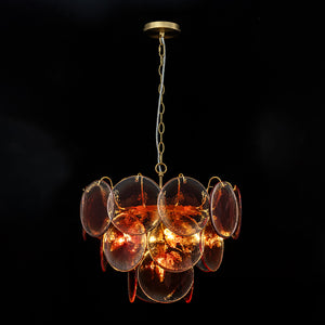Art Deco Vintage Orange Water Glass Round Tiered Chandelier