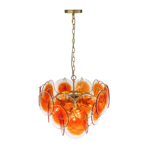 Art Deco Vintage Orange Water Glass Round Tiered Chandelier