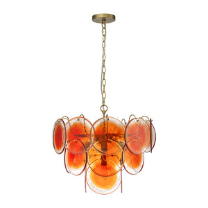 Art Deco Vintage Orange Water Glass Round Tiered Chandelier