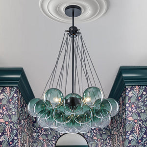 Art Deco Color Cluster Glass Globe Bubble Chandelier