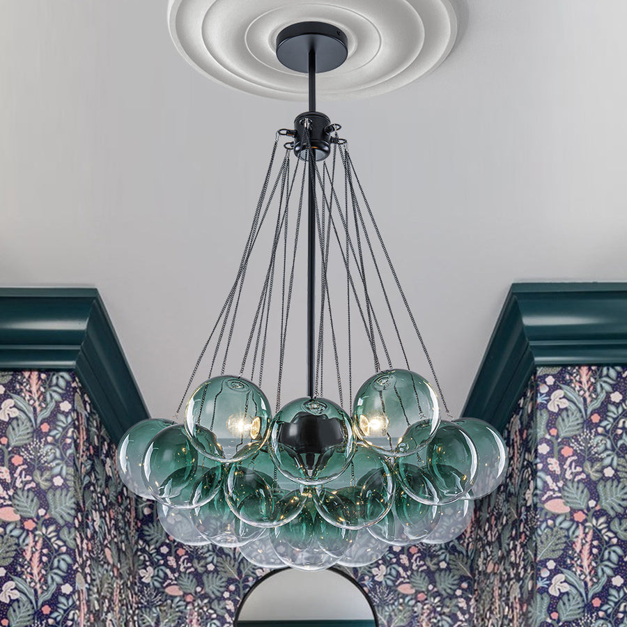 Art Deco Color Cluster Glass Globe Bubble Chandelier