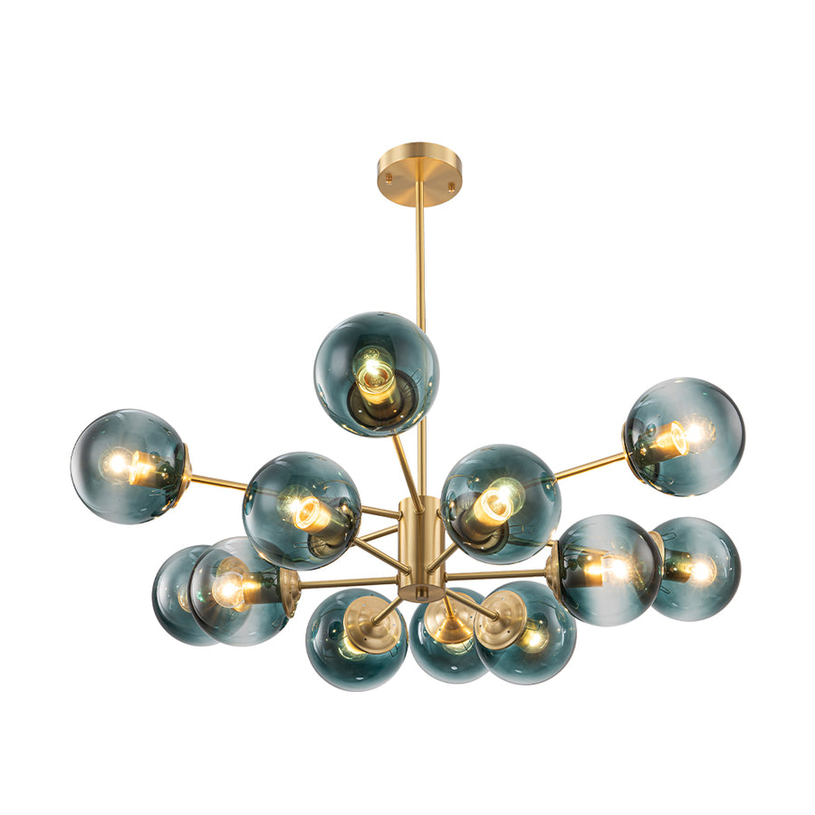 Glam Tiered Blue Glass Globe Bubble Sputnik Chandelier