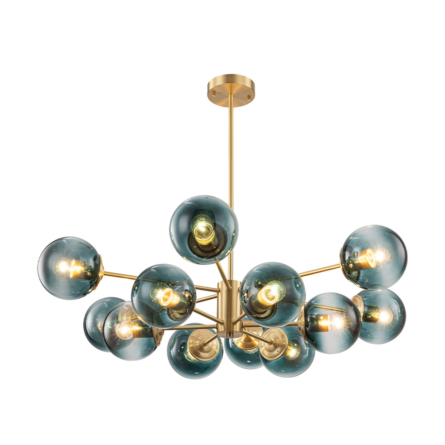 Glam Tiered Blue Glass Globe Bubble Sputnik Chandelier