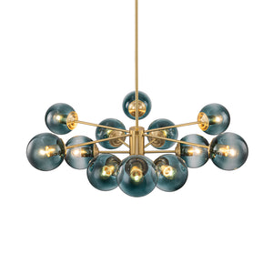 Glam Tiered Blue Glass Globe Bubble Sputnik Chandelier