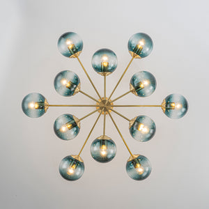 Glam Tiered Blue Glass Globe Bubble Sputnik Chandelier