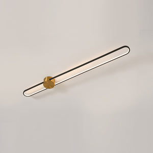 Black Brass Oval Ring Dimmable LED Semi Flush / Wall Light