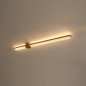 Black Brass Oval Ring Dimmable LED Semi Flush / Wall Light