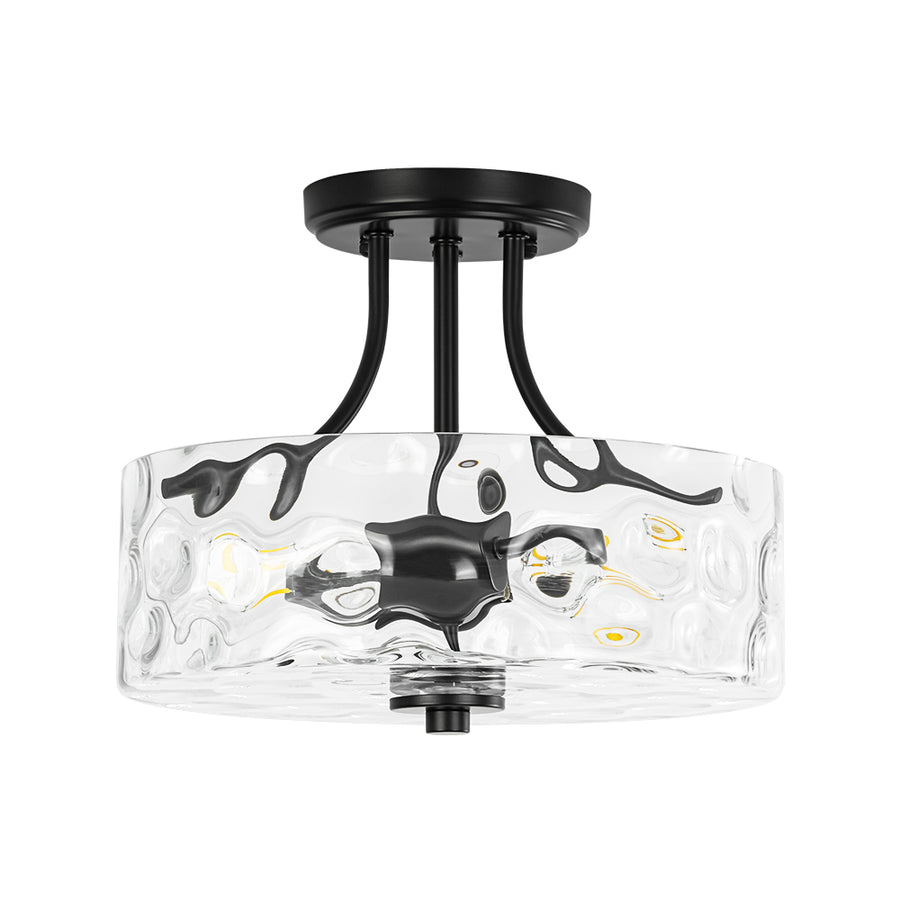Round Drum Hammered Glass Semi Flush Mount