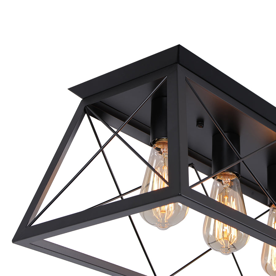 5-Light Farmhouse Rectangular Cage Semi Flush Mount