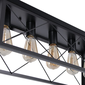 5-Light Farmhouse Rectangular Cage Semi Flush Mount